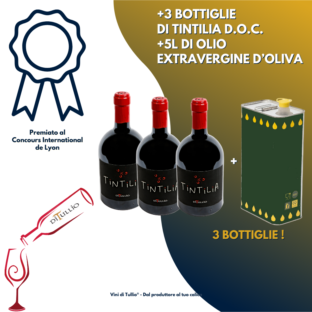 [OFFERTA] 3 Bottiglie di Tintilia DOC + 5l d'olio extravergine d'oliva di nostra produzione